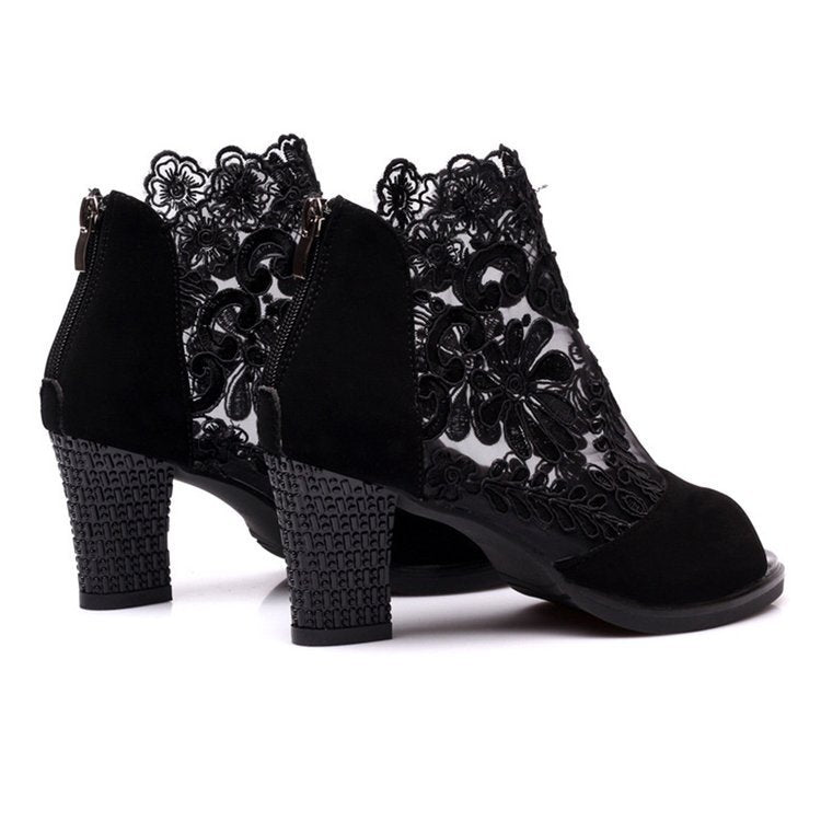 Women's Ankle Boots Summer Sexy Flower Plus Size 35-43