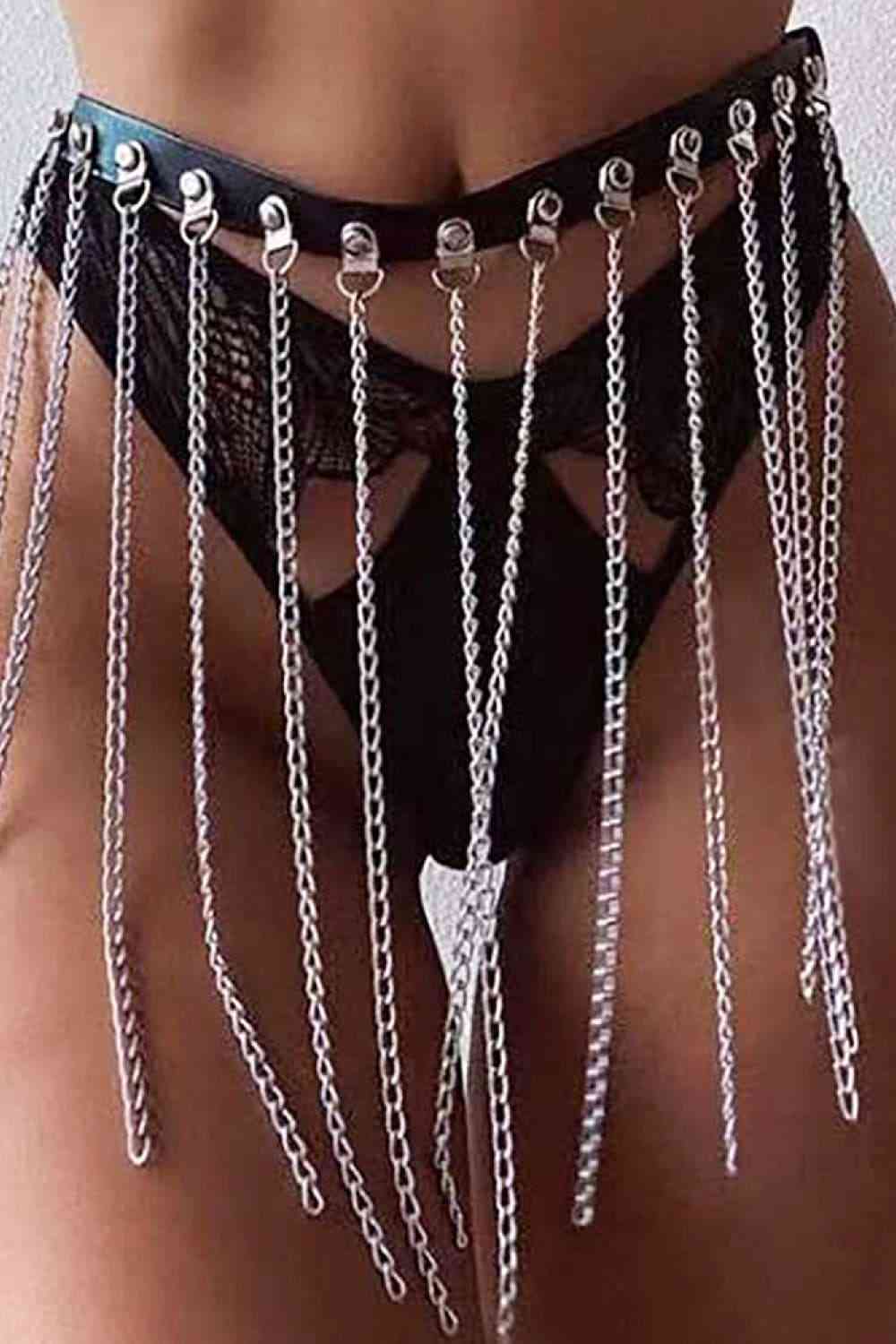 Fringed Chain PU Leather Belt - Munsieur