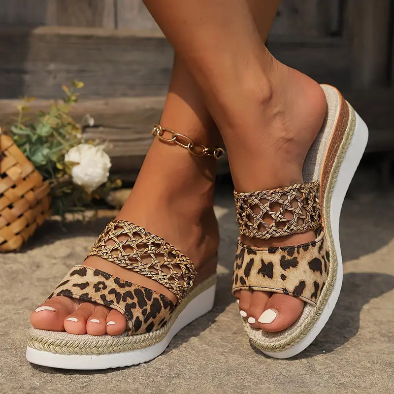 New Women's Plus Size Rope Platform Peep Toe Sandals