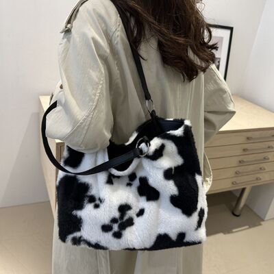 Cow Print Furry Tote Bag - Munsieur