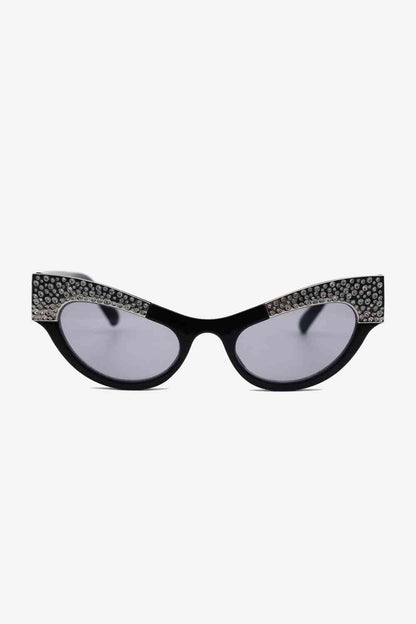 UV400 Rhinestone Trim Cat-Eye Sunglasses - Munsieur