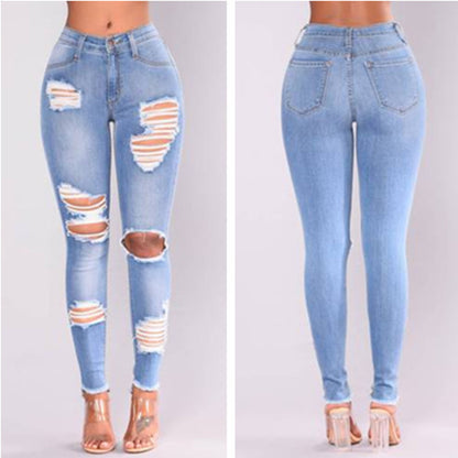Seluar Jeans Koyak Wanita Baharu yang Selesa