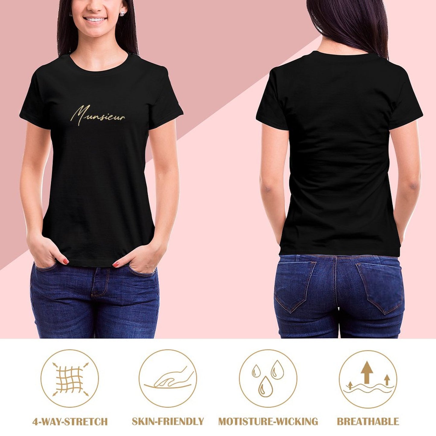 Women's Munsieur Brand T-shirt Comfortable Cotton Casual Streetwear