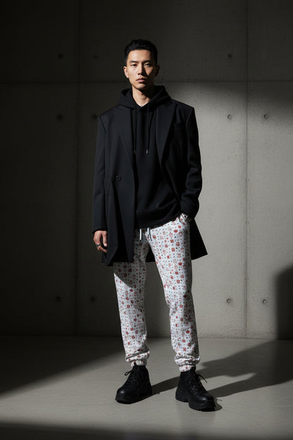 Men's Joggers MUNSIEUR All-Over Print Knitted Fleece "Lazy Boy's"