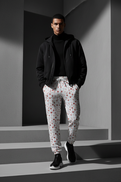 Men's Joggers MUNSIEUR All-Over Print Knitted Fleece "Lazy Boy's"