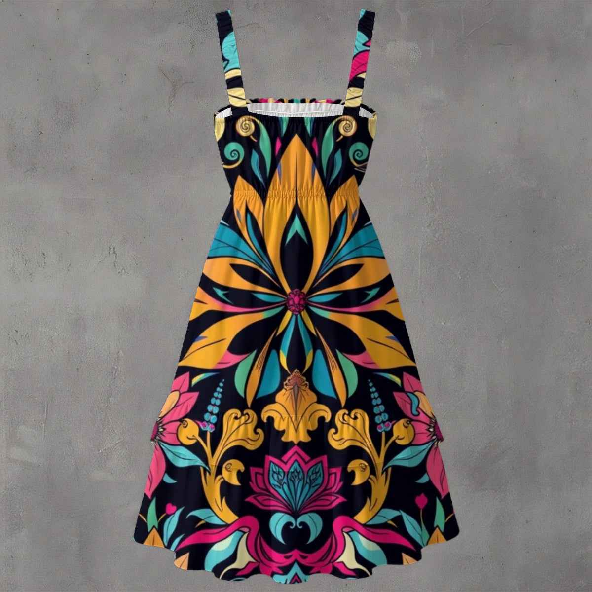 MUNSIEUR All-Over Print Women‘s Ruffle Hem Dress