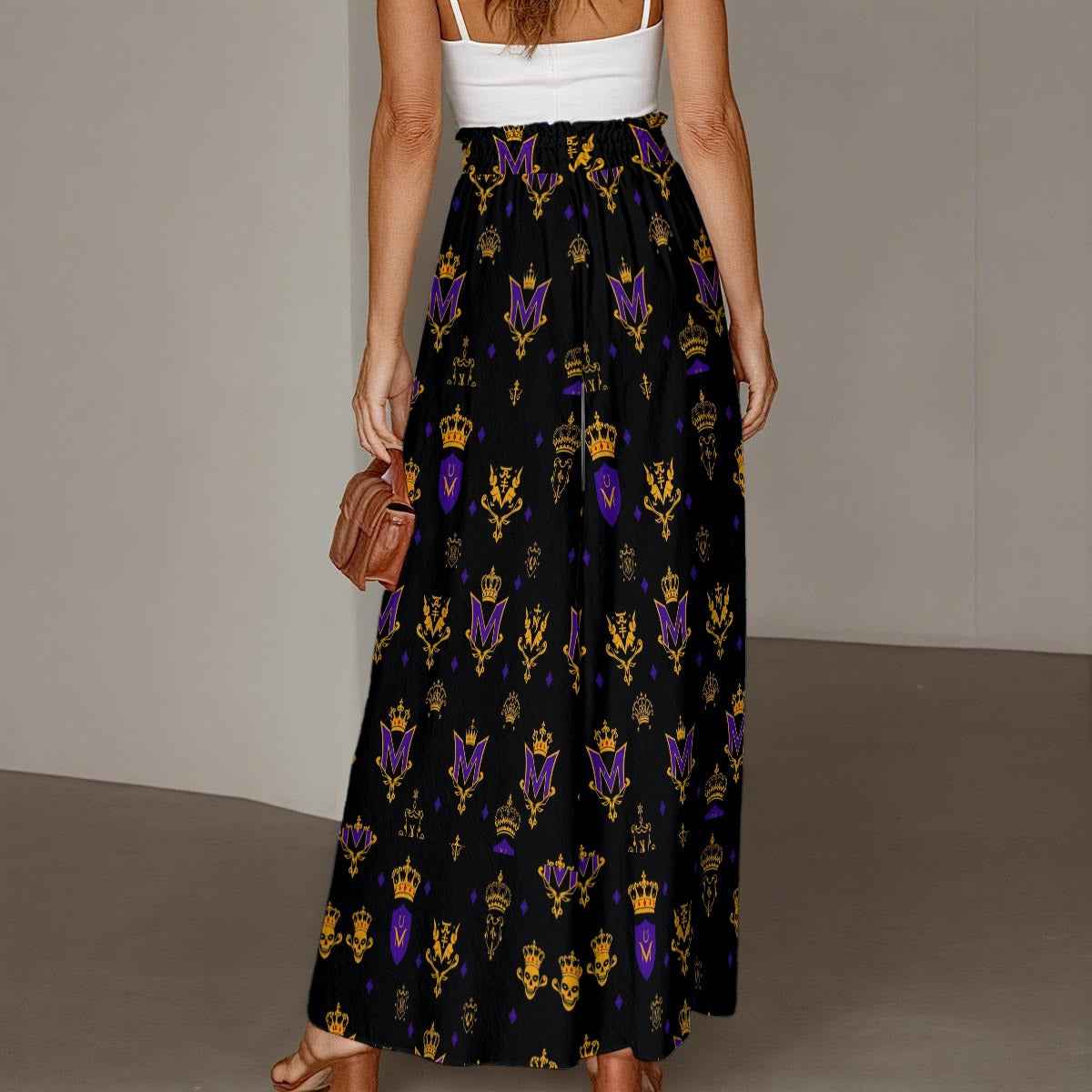 MUNSIEUR All-Over Print Women's Ruffled Wide-Leg Jeans