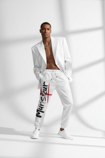 Men's White Joggers - Signature for Athletic Wear