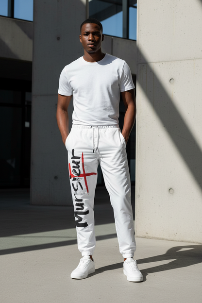 Men's White Joggers - Signature for Athletic Wear