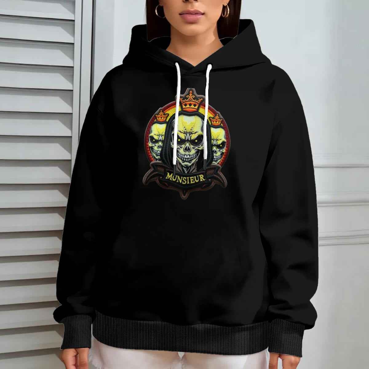 MUNSIEUR Women's Halloween Collection Oversize Sweater With Fleece no front pocket