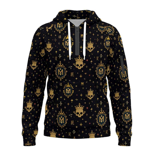 All-Over Print Men’s Fleece Half-Zip Hoodie With Arm Pockets
