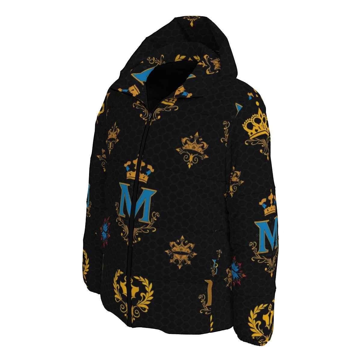 MUNSIEUR Men's All-Over Print Puffer Down Coat Luxury Casual