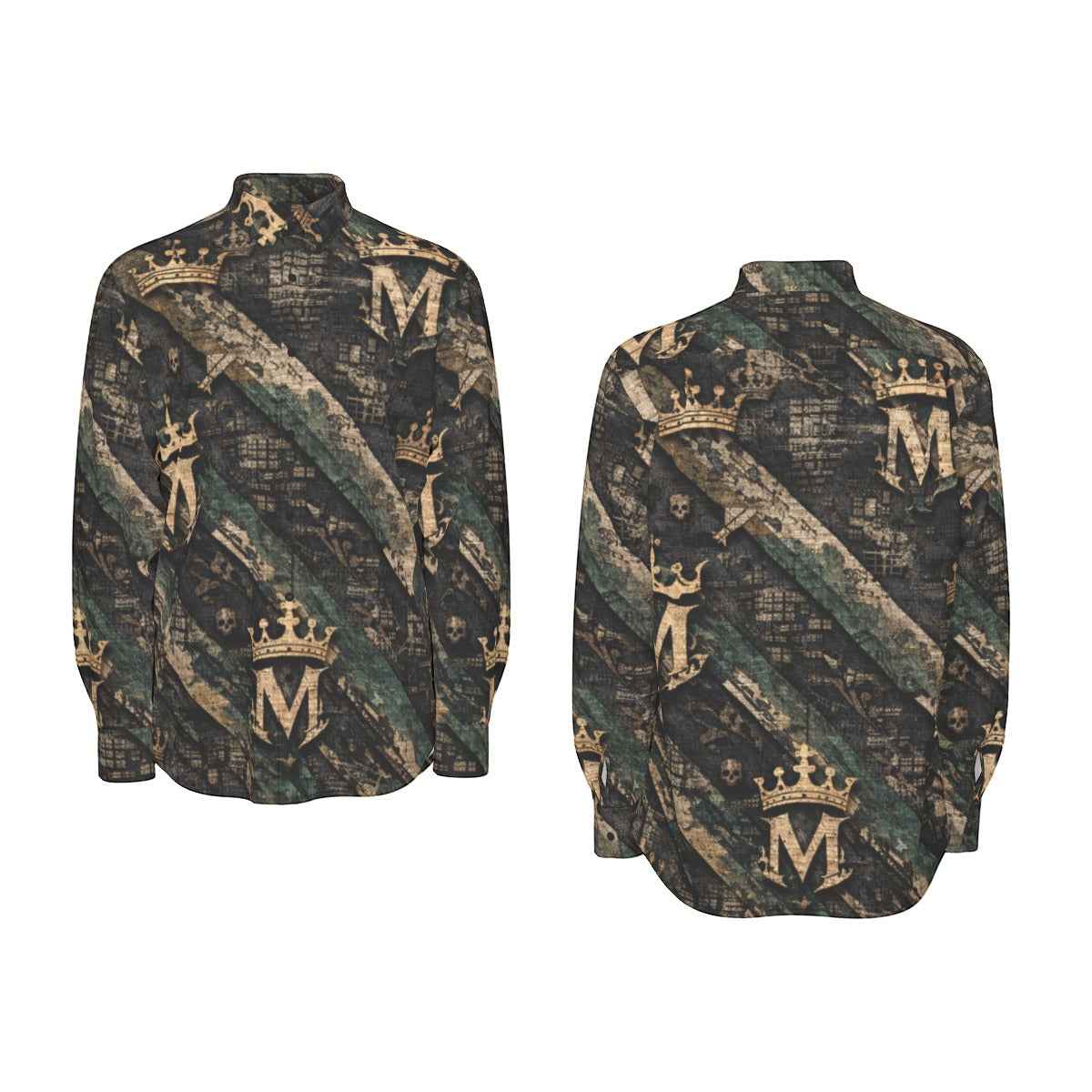 All-Over Print Men's Long Sleeve Shirt | 115GSM Cotton poplin