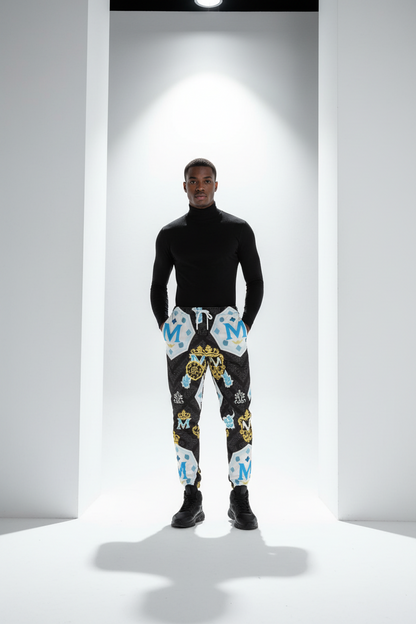 MUNSIEUR Men's All-Over Print Joggers Cotton