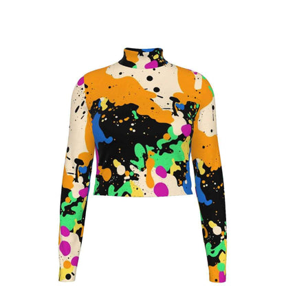 Eco-Friendly All-Over Print Women's Turtleneck T-shirt With Long Sleeve