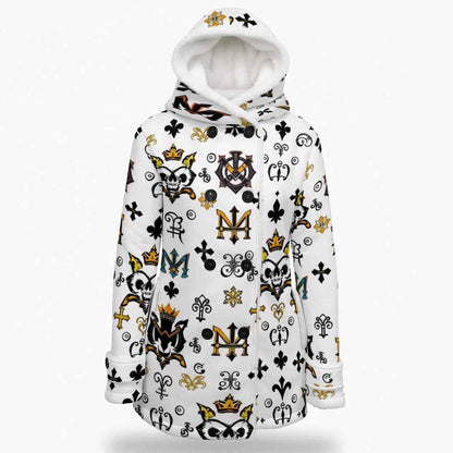All-Over Print Women's Hooded Double-Breasted Winter Coat With Fleece