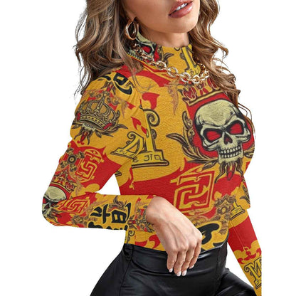 MUNSIEUR All-Over Women's Turtle Bodysuit With Puff Sleeve New Arrivals