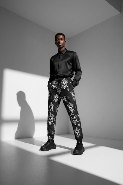 Black 310GSM All-Over Print Joggers for Men | MUNSIEUR