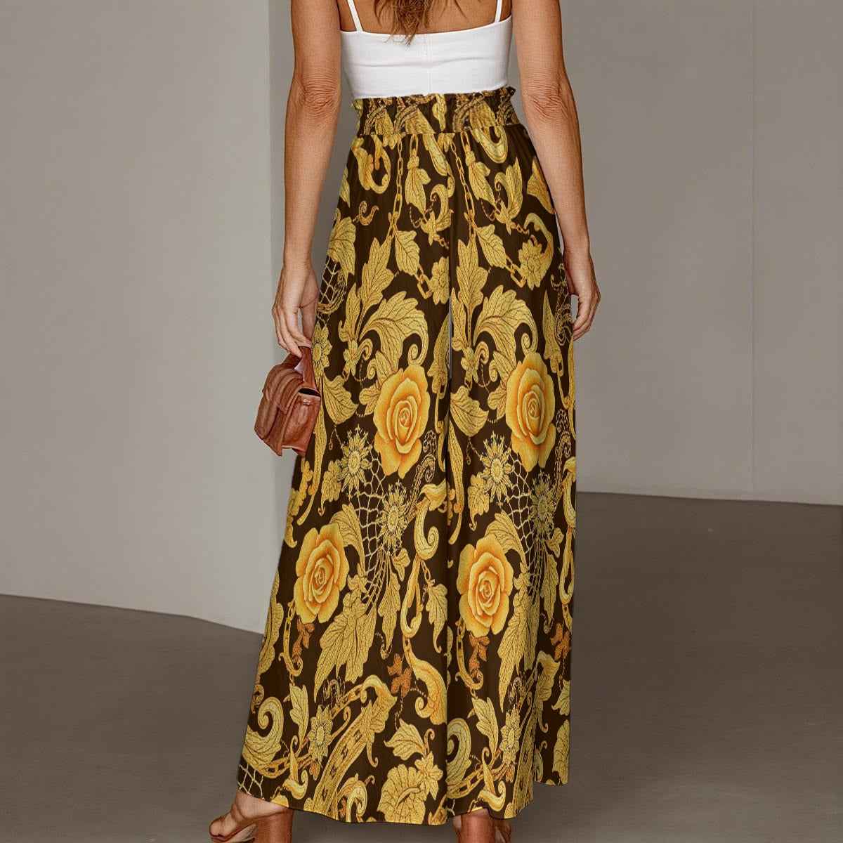 All-Over Print Women's Ruffled Wide-Leg Jeans