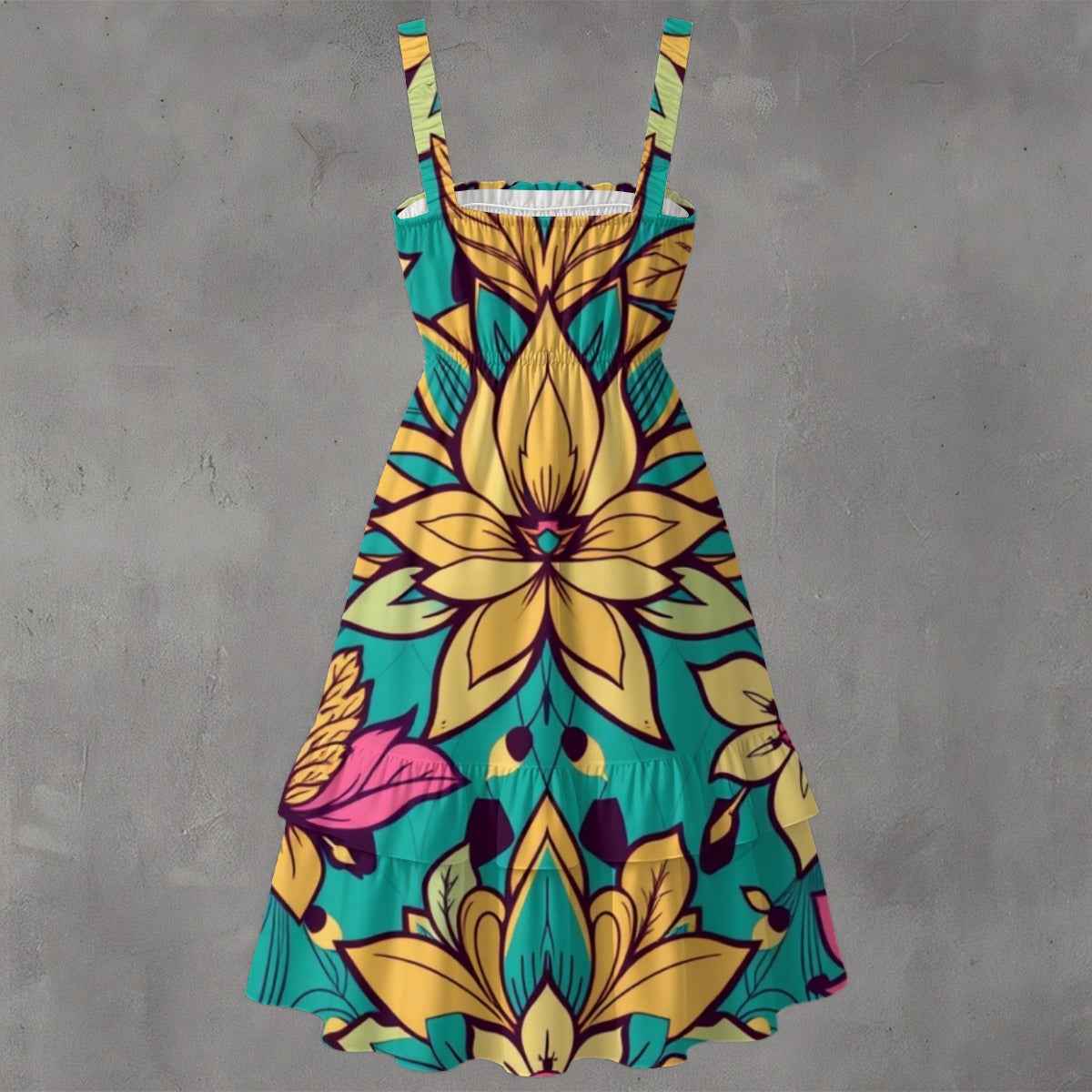 MUNSIEUR All-Over Print Women‘s Ruffle Hem Dress