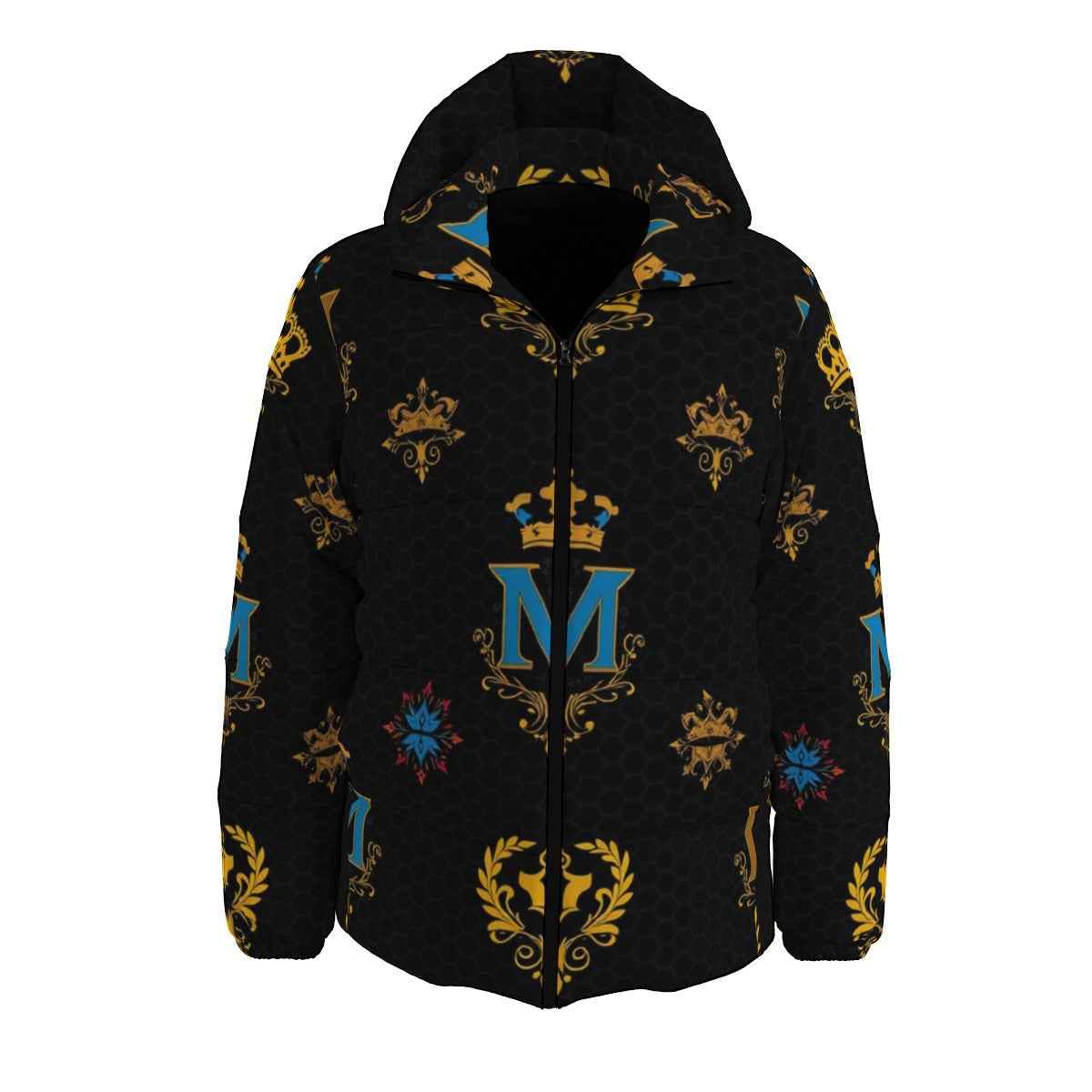 MUNSIEUR Men's All-Over Print Puffer Down Coat Luxury Casual