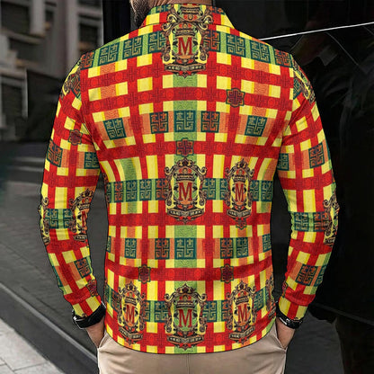 All-Over Print Men's Polo Tee With Long Sleeve