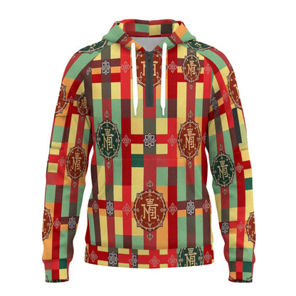 All-Over Print Men’s Fleece Half-Zip Hoodie With Pockets