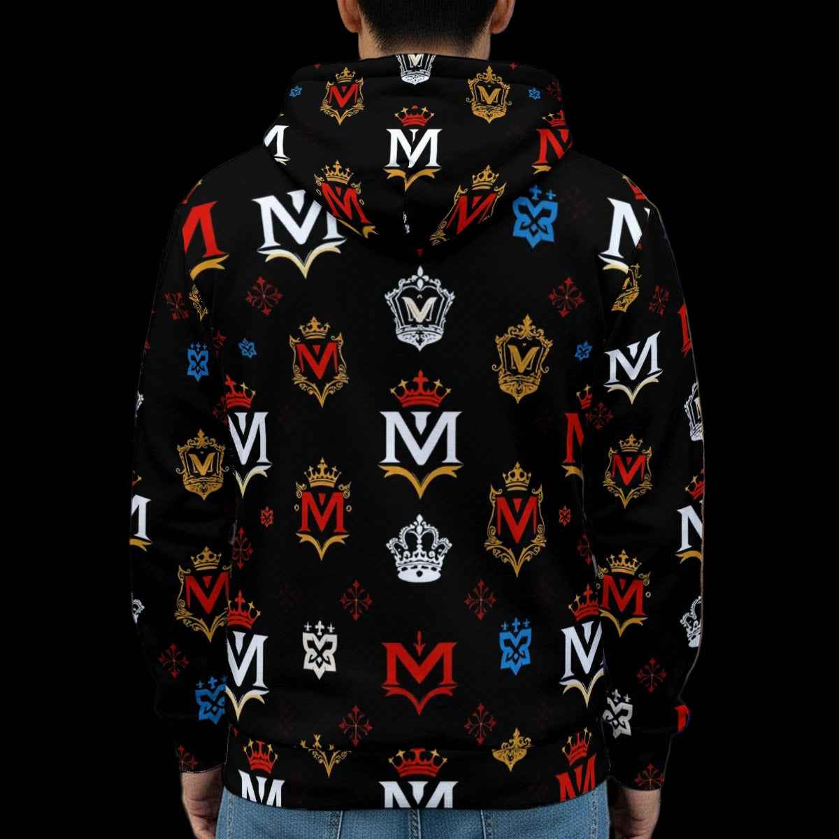Men's Hoodie MUNSIEUR All-Over Print Heavy Fleece Zip Up "Thoroughbred"