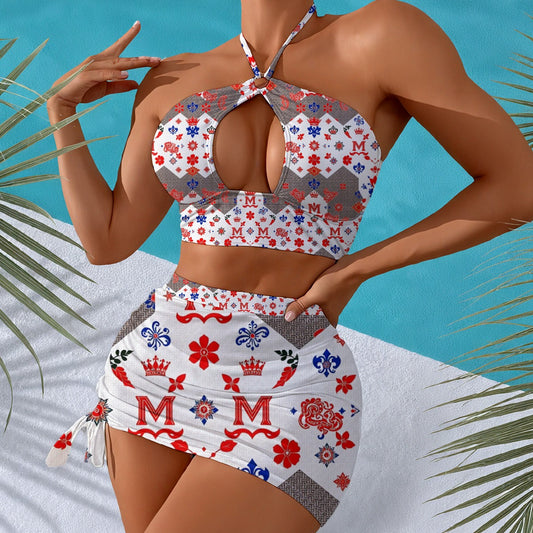 Munsieur All-Over Print Women's Halter Neck swimming Suit