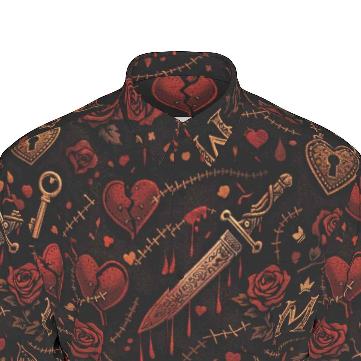 All-Over Print Men's Long Sleeve Shirt | 115GSM Cotton poplin