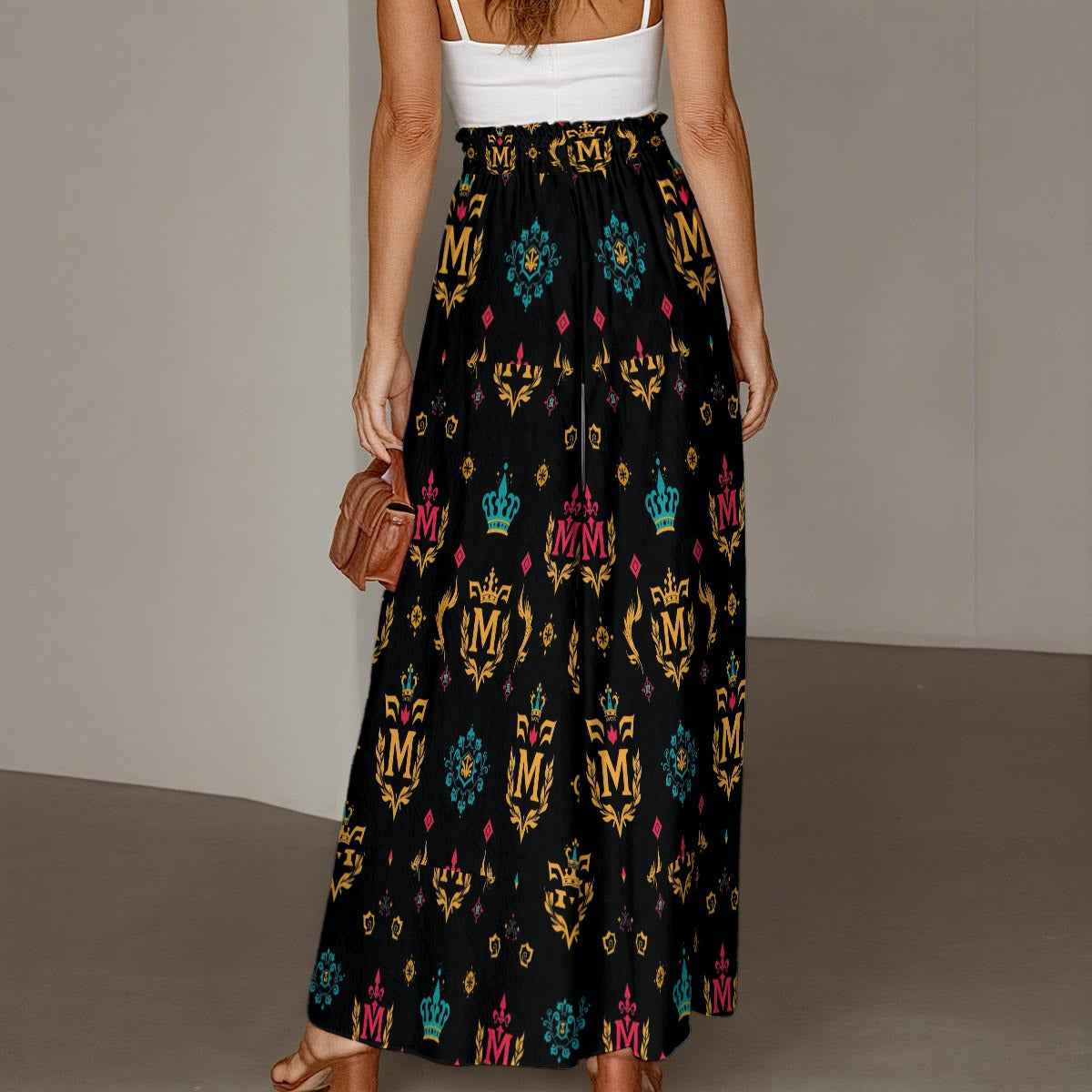 MUNSIEUR All-Over Print Women's Ruffled Wide-Leg Jeans and Sweats