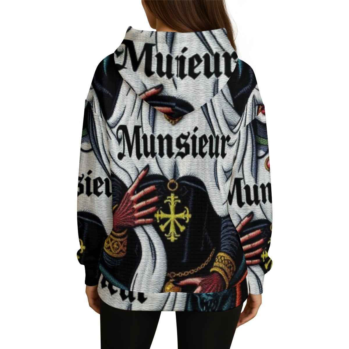 MUNSIEUR All-Over Print Women's Thick Waffle Knit Sweater