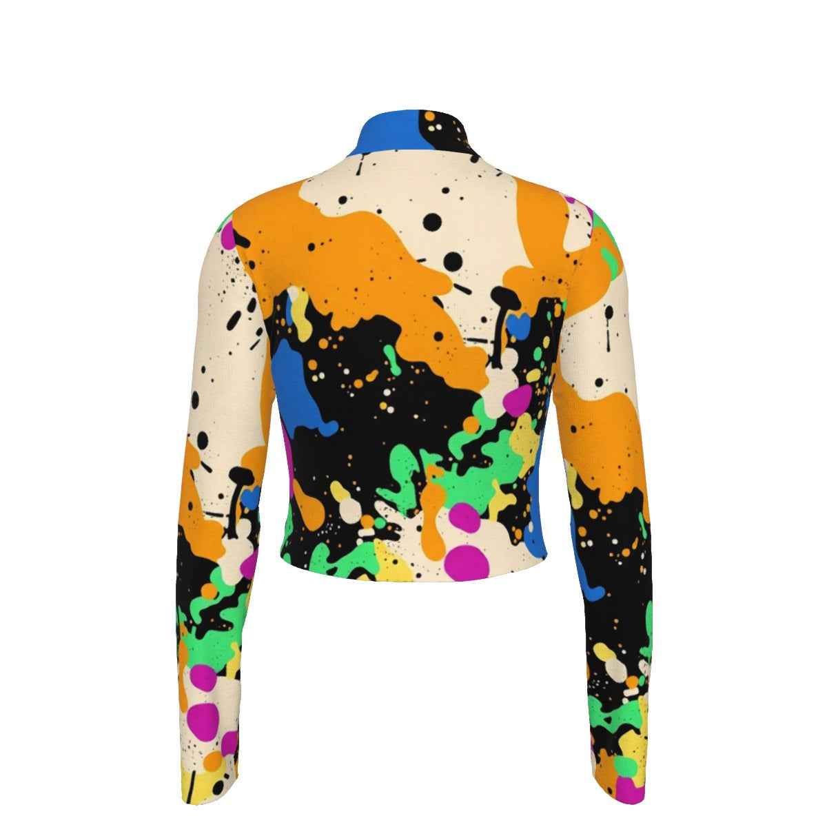 Eco-Friendly All-Over Print Women's Turtleneck T-shirt With Long Sleeve