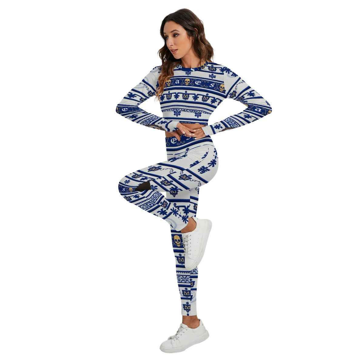 All-Over Print Women's Sport Set With Backless Top And Leggings