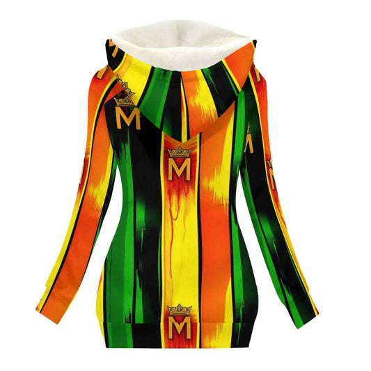 MUNSIEUR All-Over Print Women's Long Jacket With Fleece Lining