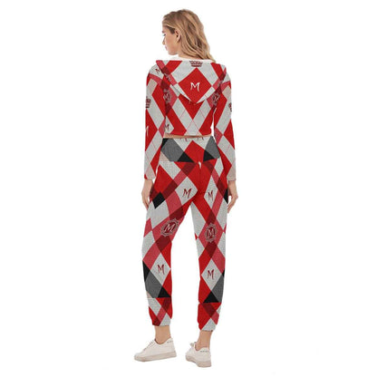 MUNSIEUR All-Over Print Women's Crop Sweater Set