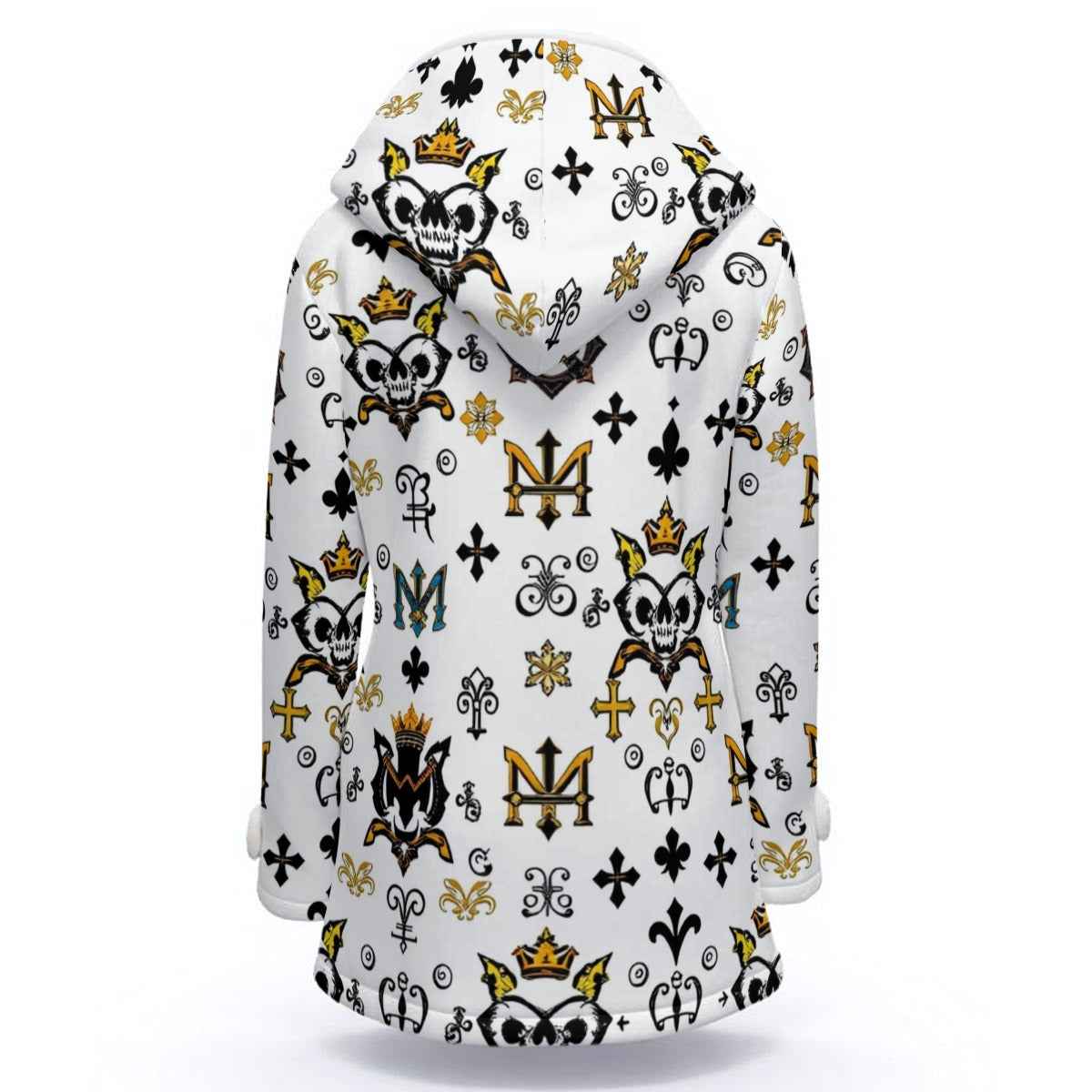 All-Over Print Women's Hooded Double-Breasted Winter Coat With Fleece