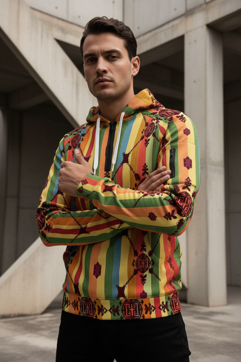 Men’s Fleece Half-Zip Hoodie With Arm Pockets