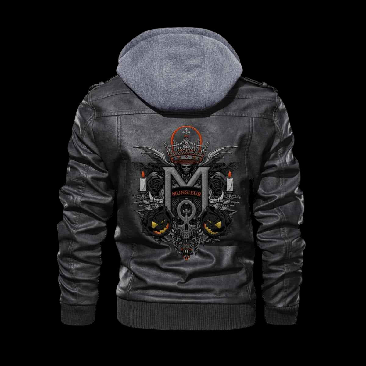 Munsieur Men's Zip Leather Jacket DTF Print
