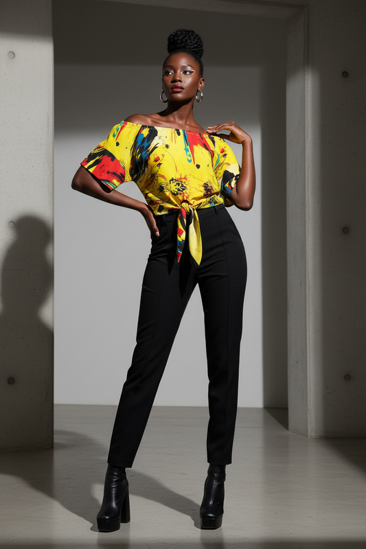 MUNSIEUR All-Over Print Women's One-shoulder Blouse