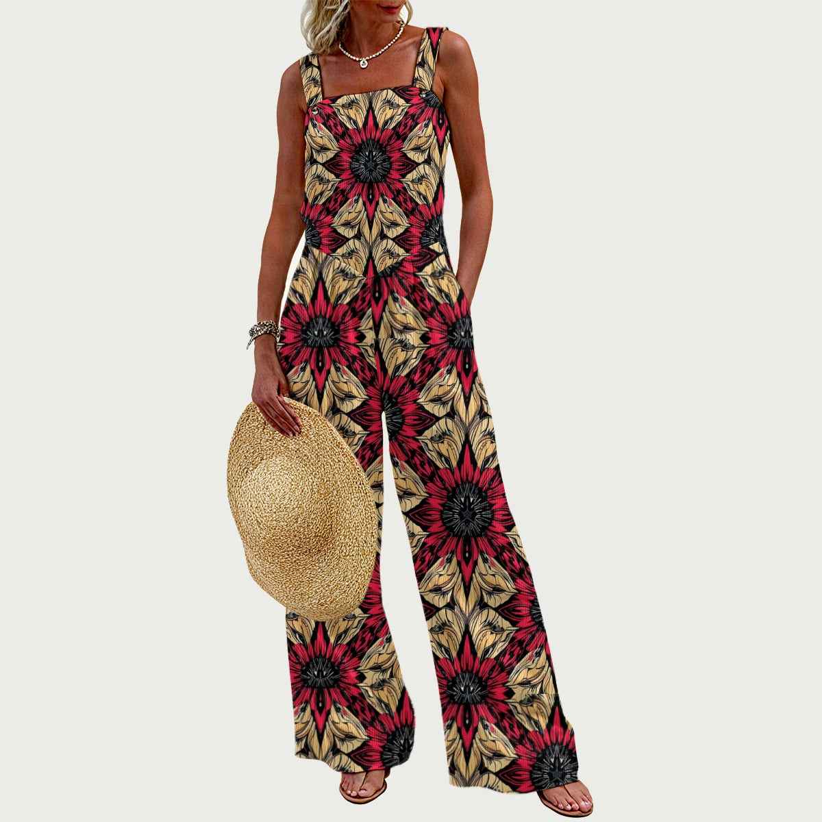 MUNSIEUR All-Over Print Women's Wide-Leg Jumpsuit