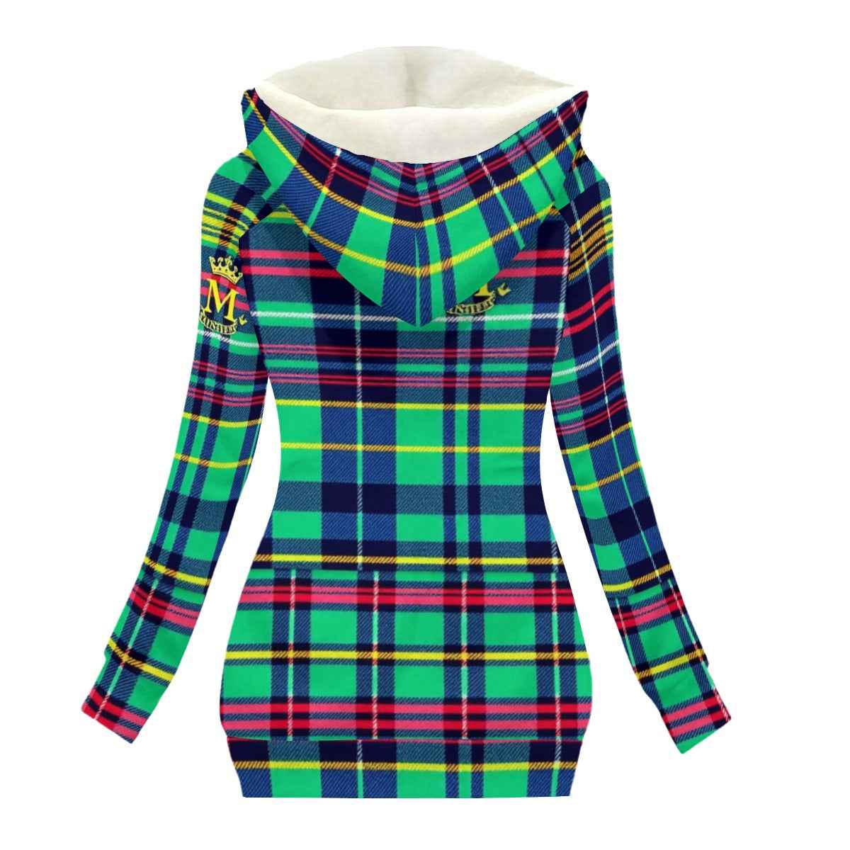 MUNSIEUR All-Over Print Women's Long Jacket With Fleece Lining