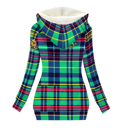 MUNSIEUR All-Over Print Women's Long Jacket With Fleece Lining