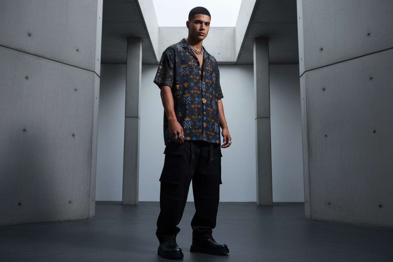 Munsieur All-Over Print Men's Button up Tee