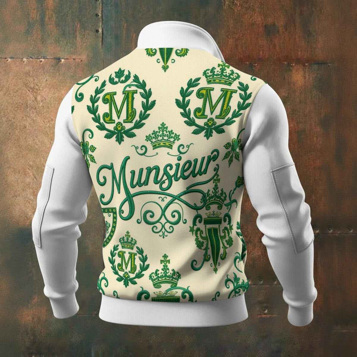 MUNSIEUR All-Over Print Men's Thick Knit Fleece Coat