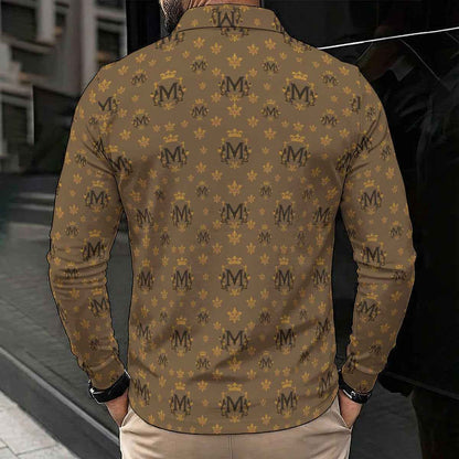 All-Over Print Men's Polo Shirt With Long Sleeve