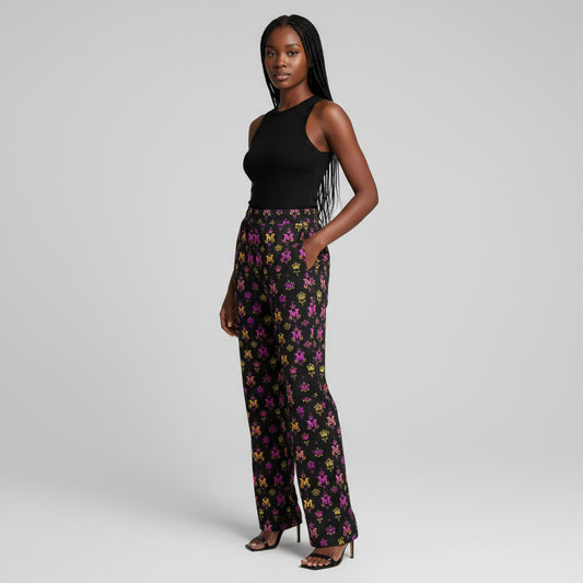Women's Pants MUNSIEUR All-Over Print Knitted Fleece "Barbie"