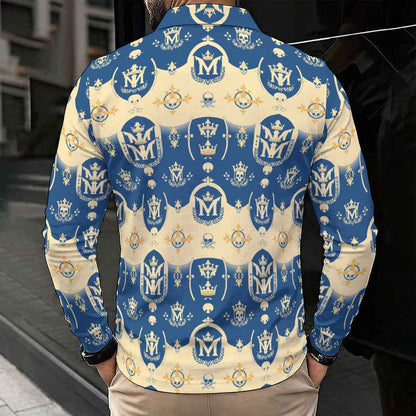 All-Over Print Men's Polo Shirt With Long Sleeve