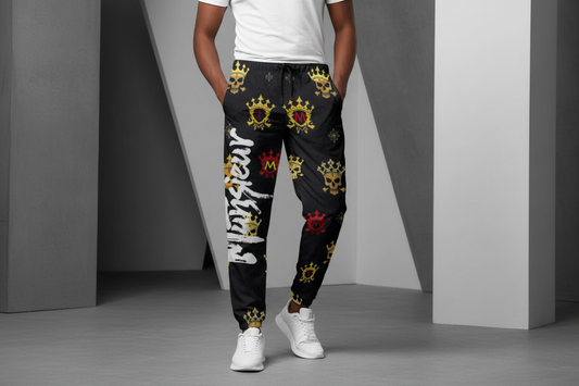 Men's Athletic Joggers - All-Over Print Cotton
