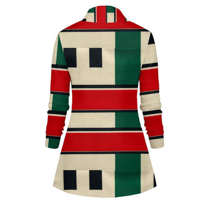 MUNSIEUR All-Over Print Women's Draped Long Sleeve Blouse New Arrivals